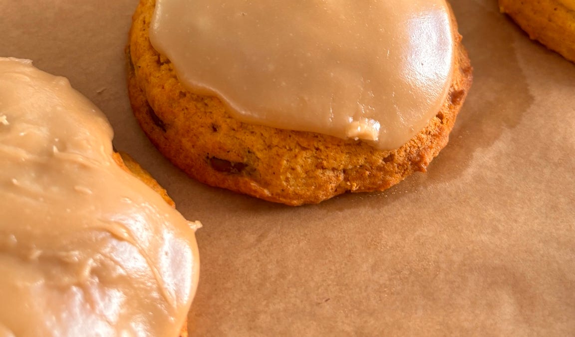 Pumpkin Cookies with Caramel Frosting